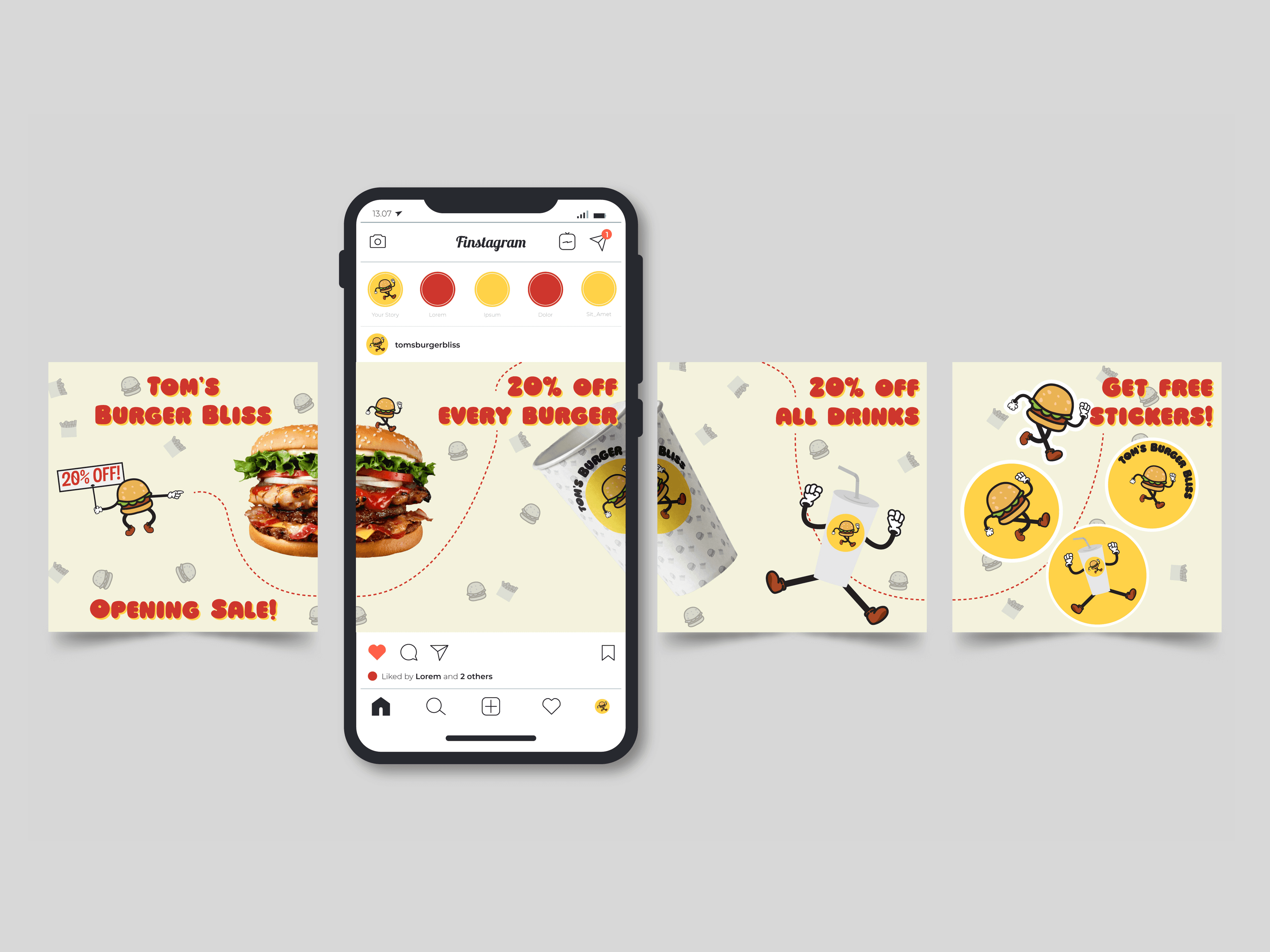 Tom's Burger Bliss social media template